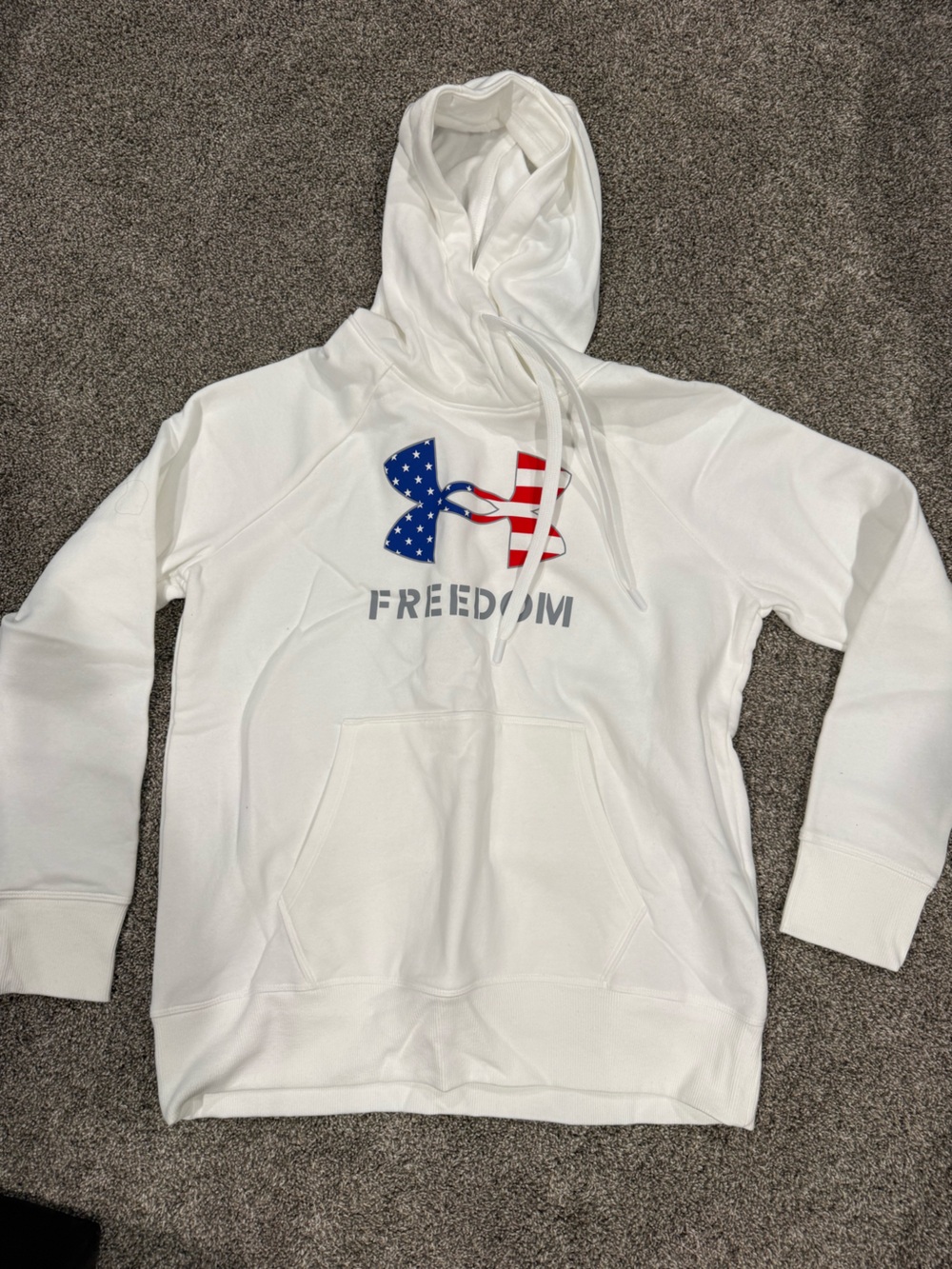 Under Armour White Hoodie with Red Accent Graphic